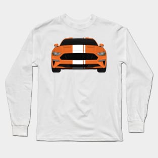 Mustang GT Twister-Orange + White Stripes Long Sleeve T-Shirt